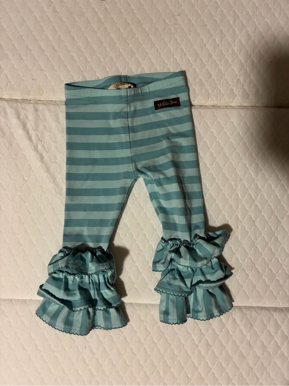 Blue Striped Ruffle Leggings - Matilda Jane